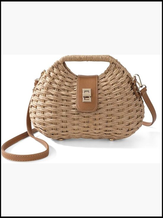 Handbags - Boho Straw Clutch Crossbody Bag Adjustable Strap Summer Beach Purse Elegant